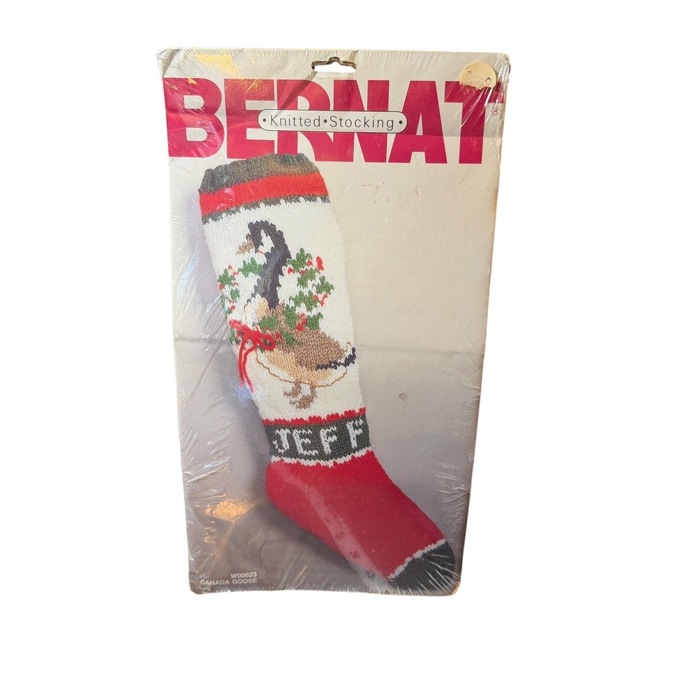 Bernat Canada‎ Goose Knitted Stocking Kit 19" Red White Vintage 1986 New